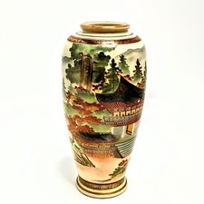 Antique Meiji Period Japanese Satsuma Vase Shimazu Mark Japan 19c 7 1/2"