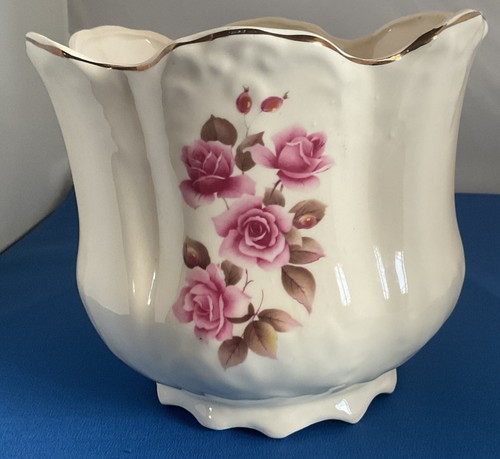 Floral bone china planter - bone, /