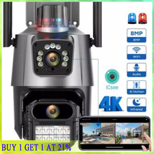 ICSee Dual-Lens WiFi IP Camera Wireless Outdoor CCTV PTZ Home Security Cam 8MP