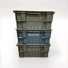 Ex Royal Mail Heavy Duty Plastic Stacking Storage Crates set of 3