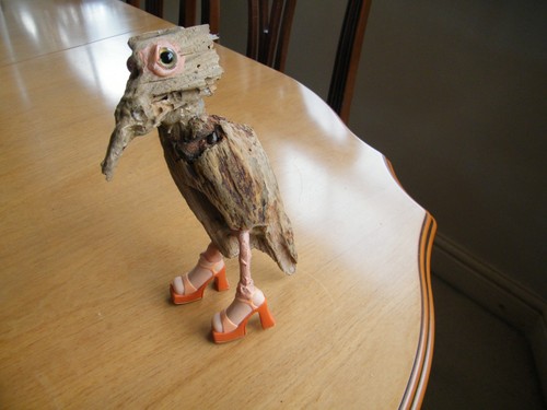 Driftwood seabird sculpture