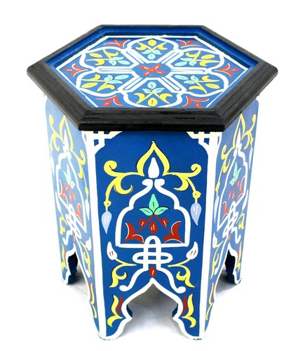 Moroccan side table painted - table,