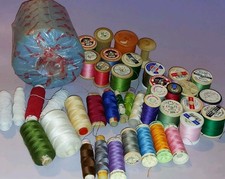 Vintage Sewing Threads Bundle – 42 Wooden & Plastic Reels Sylko Coats Gutermann 