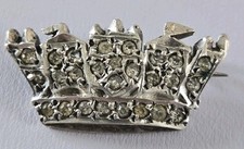 Vintage Small Rhinestone Crown Brooch 50,s