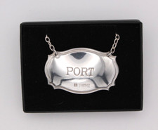 Sterling Silver Scalloped Port Decanter Label Birmingham 1985
