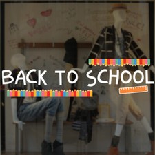 Back To School Window Display Coloured Pencils Ruler / Shop / Sale Signage