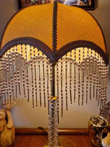 Vintage glass table lamp with - glass,