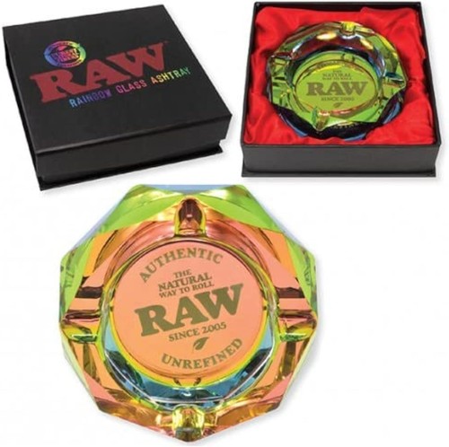 Raw crystal glass ashtray - glass,