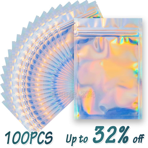 100 holographic rainbow zip - rainbow,