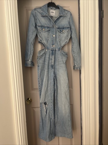 Zara blue denim cut - zara, out