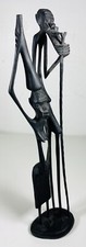 Folk Art Sculpture Ebonised Wood Odd Mid Mod Outsider Ethnographic MCM surreal.