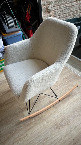 Faux wool cream rocking - , chair