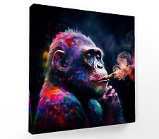 MONKEY SMOKING VIVID POP ART -SQUARE CANVAS WALL ART FLOATER/FRAME/POSTER PRINT