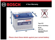 Battery fits DAIHATSU SPORTRAK HIJET FOURTRAK 1.0 1.6 2.0 85 to 99 Bosch 078 New