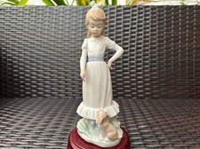 LLADRO NAO #0379 “My Dog Does Tricks” - Girl with Hoop & Puppy, Missing Hoop