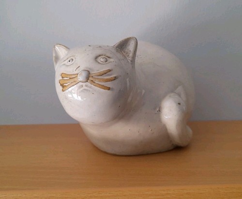 Pottery glazed cat - glazed, figure