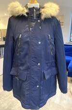 ZARA TRF NAVY PARKA JACKET FUR