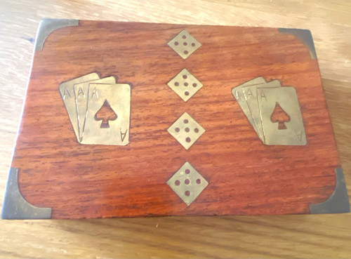 Vintage inlaid wooden playing - vintage,