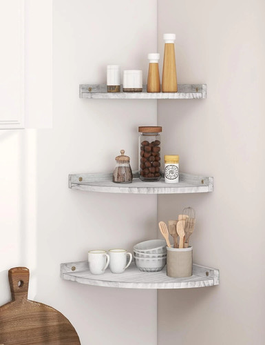 Floating corner shelf wooden - floating,