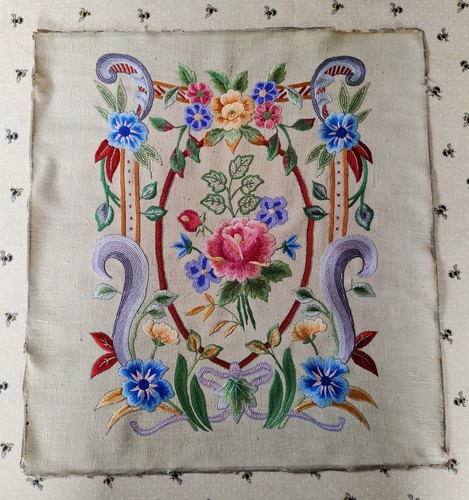 Antique embroidered flowers - antique,
