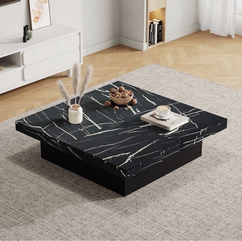 Black marble coffee table - black,