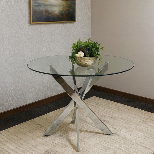 Round glass dining table - glass,