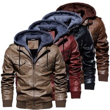 Men's Hooded Leather Jacket