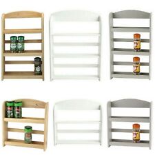 WOODEN 2 / 3 TIER SPICE RACK WALL MOUNTED KITCHEN SPICE HERB JAR HOLDER SHELF