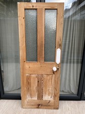 Victorian Pine Internal Half-Glazed Panel Door Reclaimed Vintage with lock