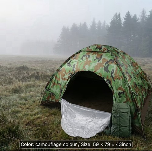 Person camo camping tent - person,