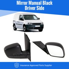 Fits VW Caddy 2004- Door Wing Mirror Manual Black Driver Side New