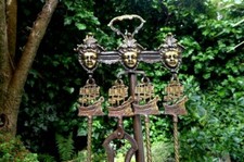 Vintage Solid Brass Fire Companion Set of Five Fireplace Unique Home Art*