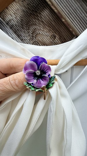 Purple pansy flower - flower, brooch