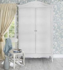 White Double Wardrobe 2Door Large Wooden French Bedroom Furniture Shelf JULIETTE