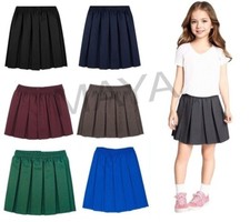 Girls Box Pleated School Uniform full Elasticated waist school Skirt All Ages