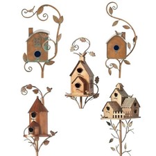 Vintage Birdhouse Garden Stakes Bird Nest Garden Decoration