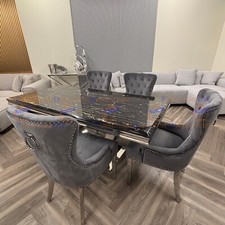 1.8m Arial Black & Gold Marble