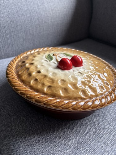 Vintage ceramic cherry pie - vintage,