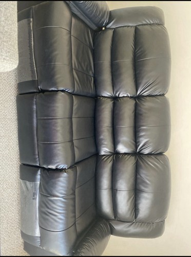 Black leather seater - black,