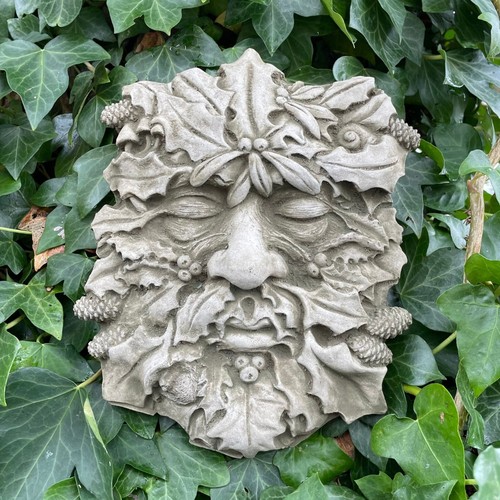 Winter green man stone hanging - green,