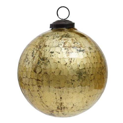 Gold hammered xmas bauble - hammered,