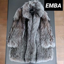 ENBA Silver Fox Fur Coat 11 UK Length 83cm Used Vintage