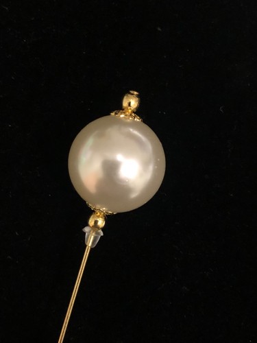 Handmade long pearl hatpin - long,