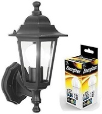 LED Outdoor Wall Lantern Outside Light Security Black 6 Sided Exterior Lamp