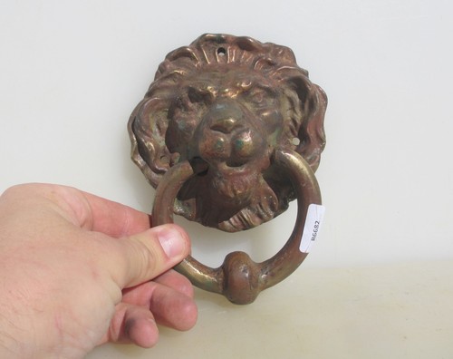 Antique brass lion head door - antique,