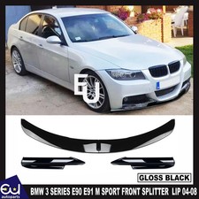 FOR BMW 3 SERIES E90 E91 M SPORT PRE-LCI FRONT SPLITTER LIP GLOSS BLACK  04-08