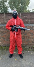 Halloween squid game costume (14+ Adults) Suit,mask,latex Gloves Inflatable gun