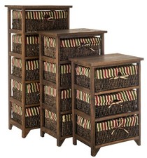 BEDSIDE TABLE UNIT CABINET WICKER BASKET DRAWER NIGHTSTAND STORAGE BATHROOM 