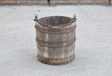 old vintage wooden rice bucket