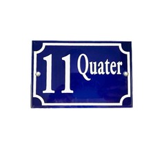 Original French Enamel Door Number 11 Quater – Vintage Blue Metal Sign Plaque